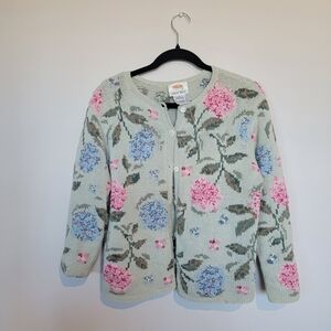 Talbots Floral Knit Cardigan - Pink and Blue